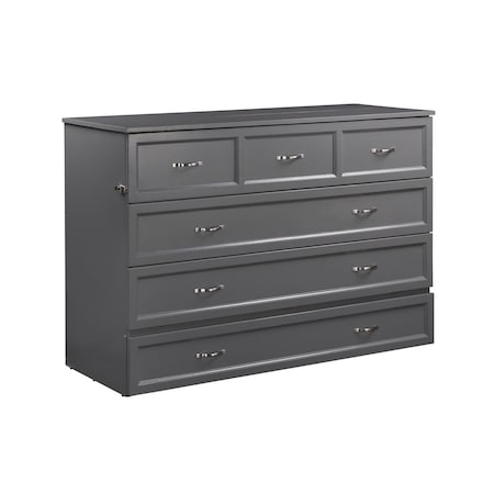 Atlantic Furniture Deerfield Murphy Bed Chest with Charging Station - Grey, Queen Size AC584149